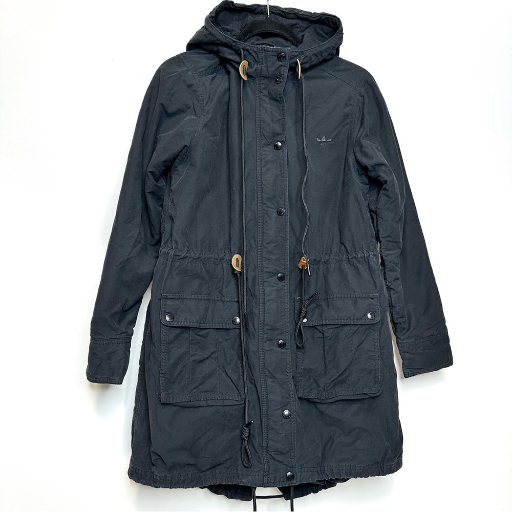 Adidas Originals Woven Parka Charcoal Gray Winter Coat Women’s Size XS